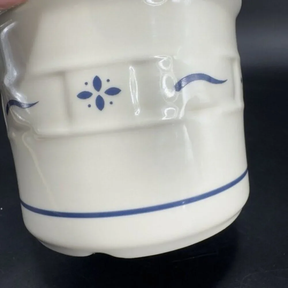 Vintage Longaberger Woven Traditions Blue Small Crock 1 Qt Ceramic Dish Bowl VTG
